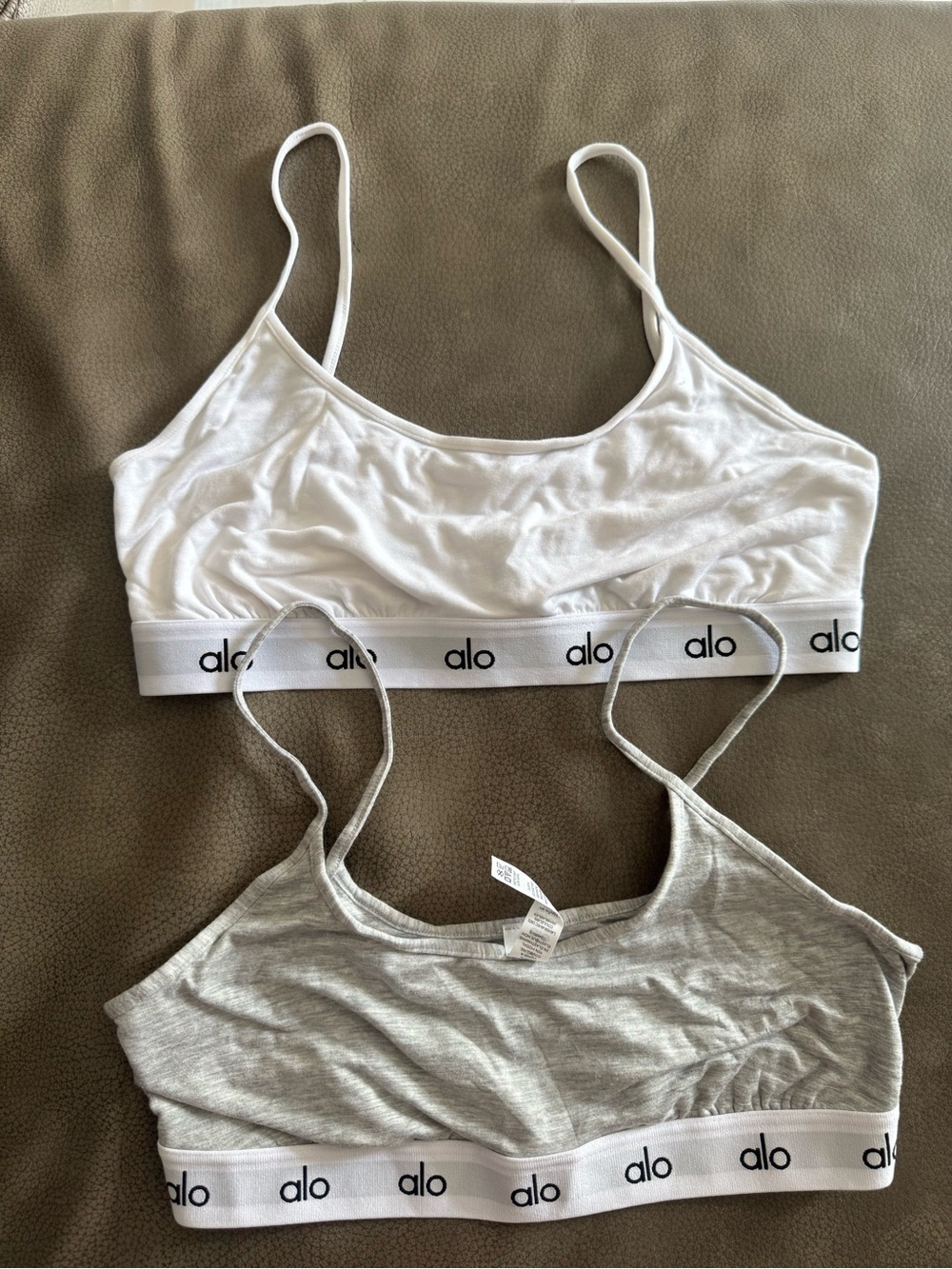 ALO Yoga Scoop Neck Bralettes - White & Light Gray